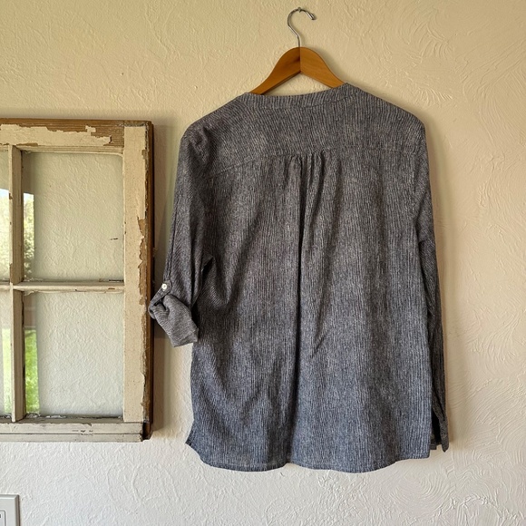 Carve Designs Casual Blouse - Blue and White Striped, Size Large - Picture 2 of 5